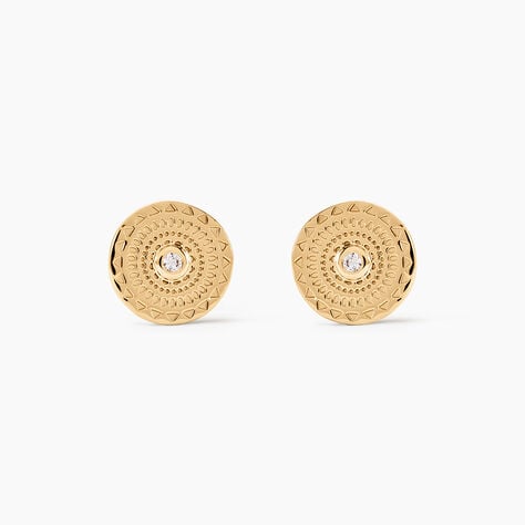 Boucles D'oreilles Puces Carmina Plaqu&eacute; Or Jaune Oxyde De Zirconium - Boucles d'oreilles fantaisie Femme | Histoire d&rsquo;Or