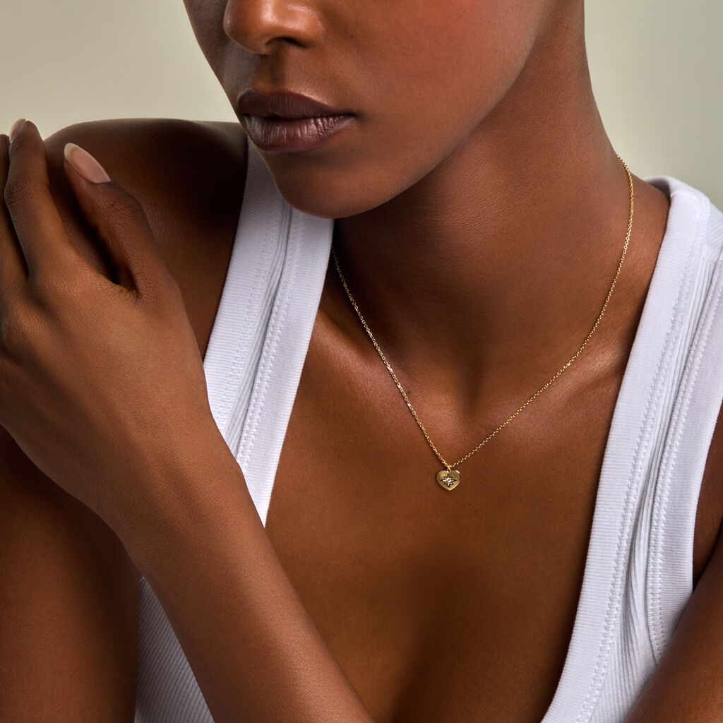 Collier Phebee Argent Dor&eacute; A L'Or 750/1000 Oxyde De Zirconium - F&ecirc;te des m&egrave;res Femme | Histoire d&rsquo;Or