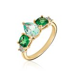 Bague Huffie Plaqu&eacute; Or Jaune Pierre D'imitation - Bagues avec pierre Femme | Histoire d&rsquo;Or