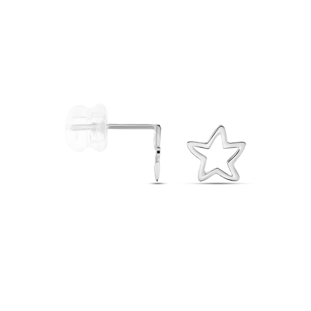 Boucles D'oreilles Puces Alphonsine Etoile De Mer Or Blanc - Clous d'oreilles Femme | Histoire d’Or