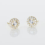 Boucles D'oreilles Puces Tahera Or Jaune Oxyde De Zirconium - Clous d'oreilles Femme | Histoire d&rsquo;Or