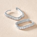 Cr&eacute;oles Trait D'union Argent Rhodi&eacute; Oxyde De Zirconium - Boucles d'oreilles cr&eacute;oles Femme | Histoire d&rsquo;Or