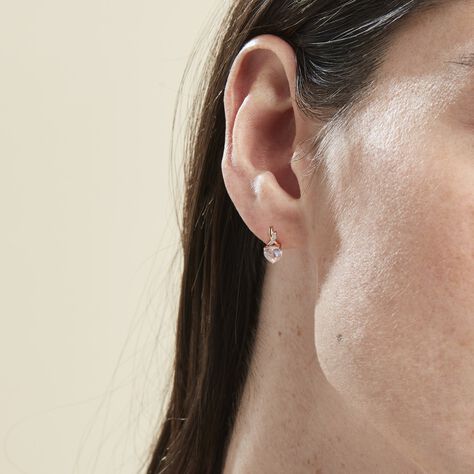 Boucles D'oreilles Puces Or Rose Clothilde Quartz - Clous d'oreilles Femme | Histoire d’Or