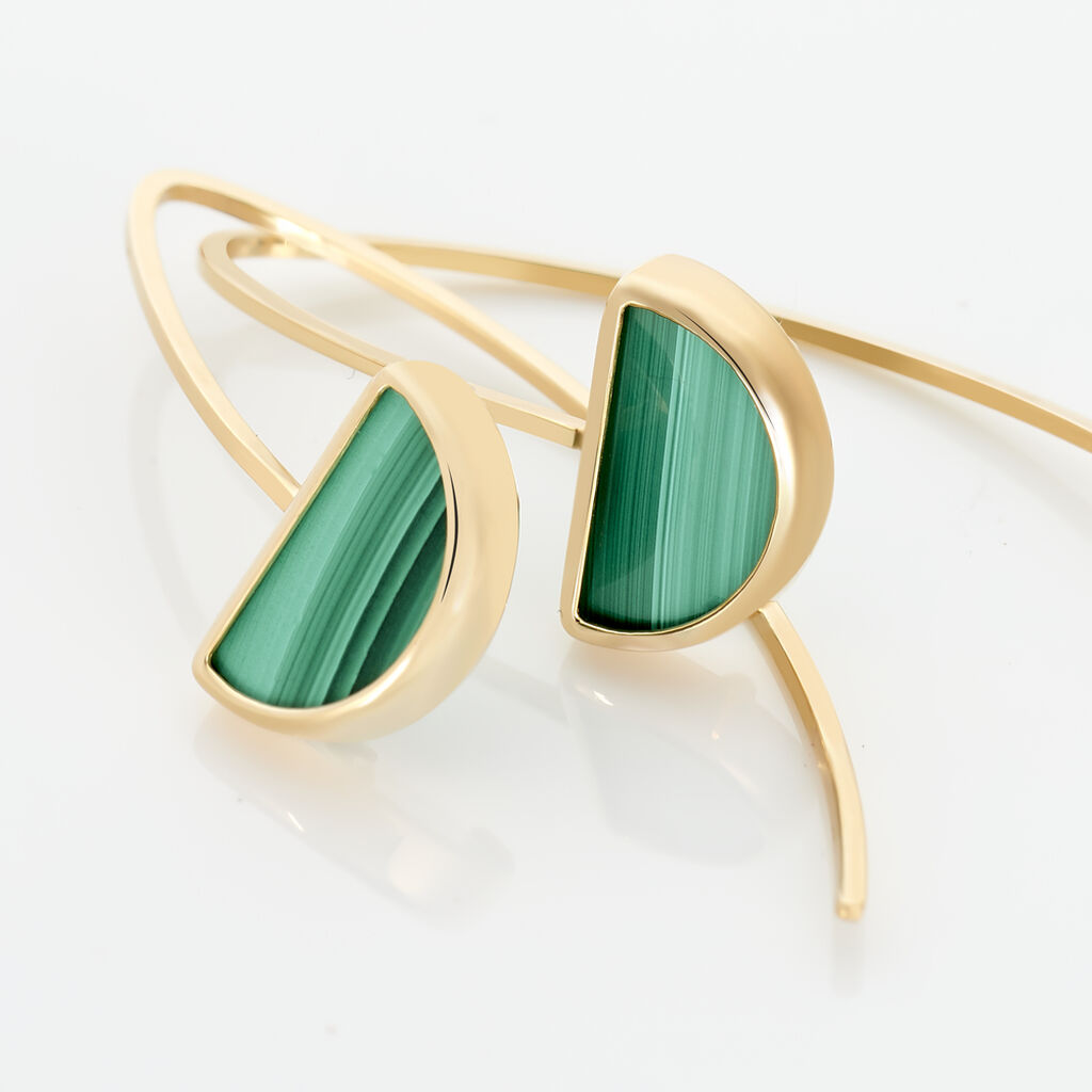 Boucles D'oreilles Pendantes Florica Or Jaune Malachite - Boucles d'oreilles pendantes Femme | Histoire d’Or