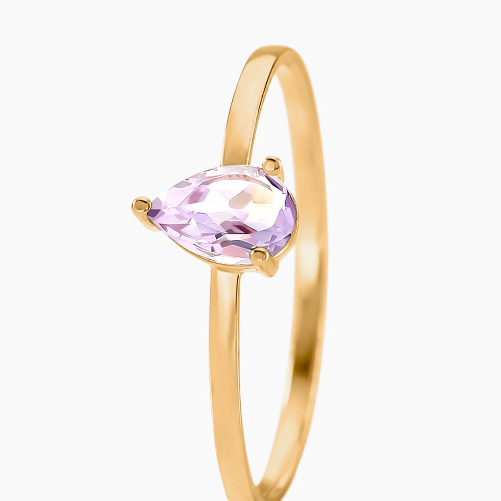 Bague Solitaire Goutte Or Jaune Am&eacute;thyste - Bagues solitaires Femme | Histoire d&rsquo;Or