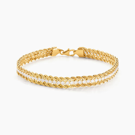 Bracelet Jerry Maille Corde 3 Rangs Or Bicolore Oxyde De Zirconium - Bracelets chaîne Femme | Histoire d’Or