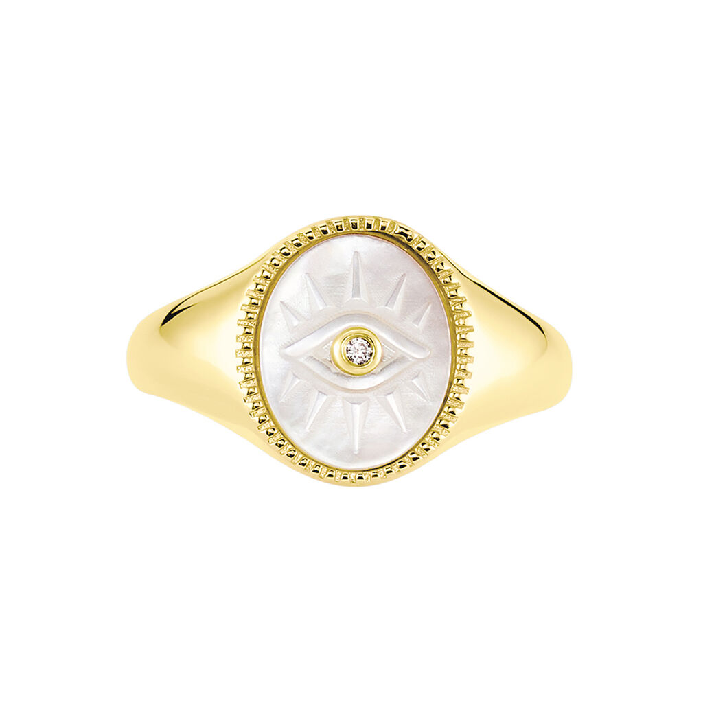 Chevali&egrave;re Goddess Argent Dor&eacute; Nacre Oxyde De Zirconium - Bagues solitaires Femme | Histoire d&rsquo;Or