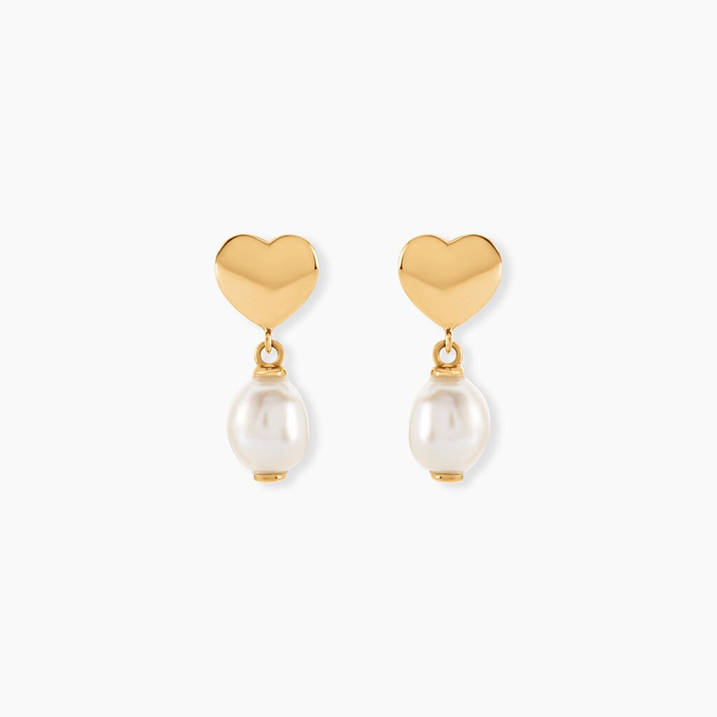 Boucles D'Oreilles Pendantes Behruz Or Jaune Perle De Culture - Boucles d'oreilles pendantes Femme | Histoire d&rsquo;Or