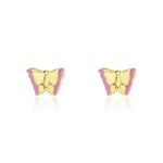 Boucles D'oreilles Puces Bartholom&eacute;e Papillon Or Jaune - Clous d'oreilles Femme | Histoire d&rsquo;Or