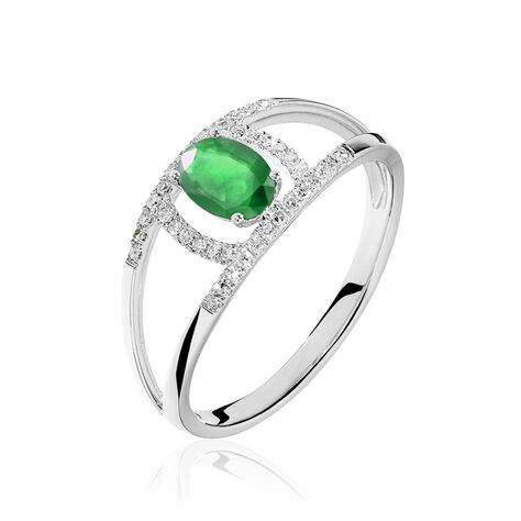 Bague Agathe Or Blanc Emeraude Et Diamant - Bagues solitaires Femme | Histoire d’Or
