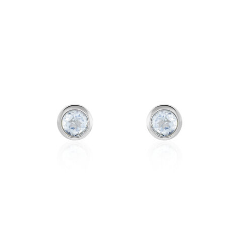 Boucles D'oreilles Puces Edy Serti Clos Or Blanc Topaze - Clous d'oreilles Femme | Histoire d’Or