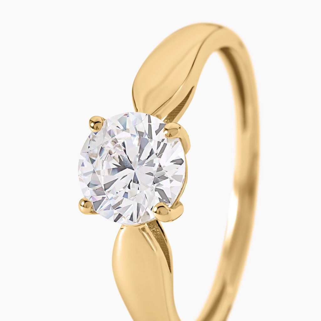 Bague Illyana Argent Dor&eacute; A L'Or 750/1000 Oxyde De Zirconium - Bagues solitaires Femme | Histoire d&rsquo;Or