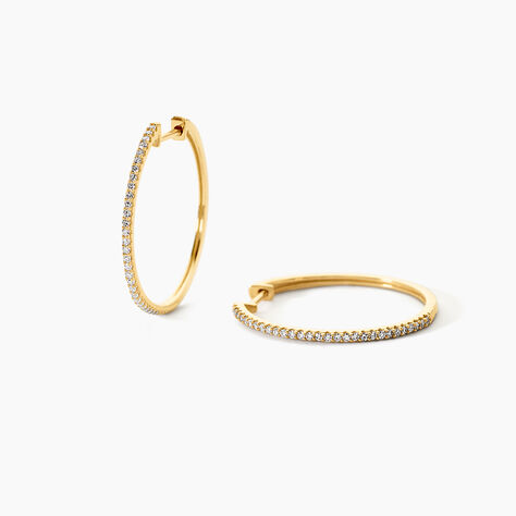 Creoles Or Jaune Aryanna Diamants - Boucles d'oreilles cr&eacute;oles Femme | Histoire d&rsquo;Or