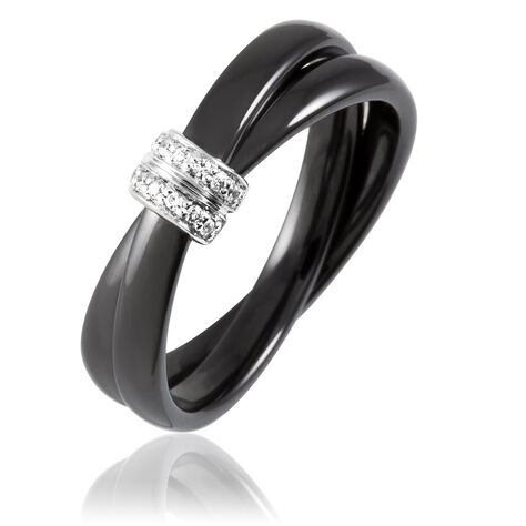 Bague Ceramik Design Argent Blanc Oxyde De Zirconium Et C&eacute;ramique - Bagues avec pierre Femme | Histoire d&rsquo;Or