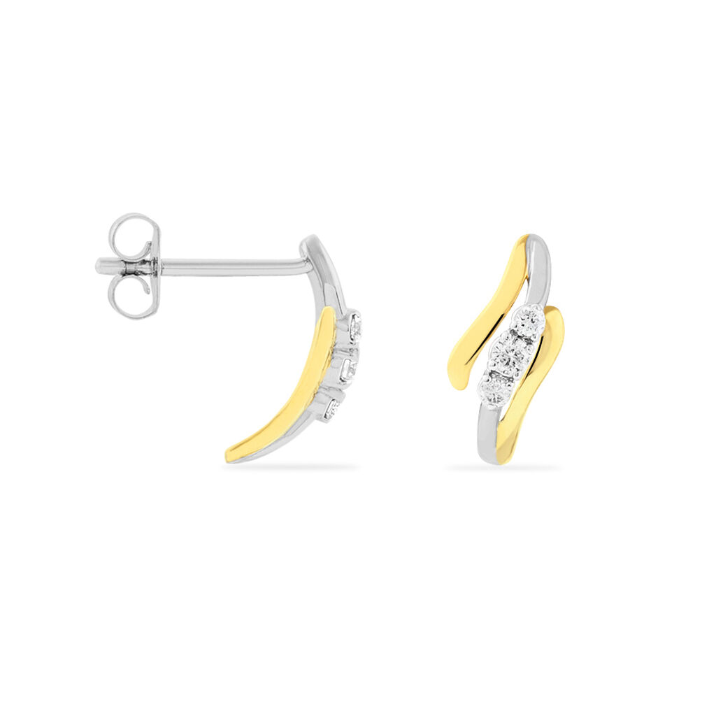 Boucles D'oreilles Pendantes Mayline Or Bicolore Diamant - Boucles d'oreilles pendantes Femme | Histoire d’Or