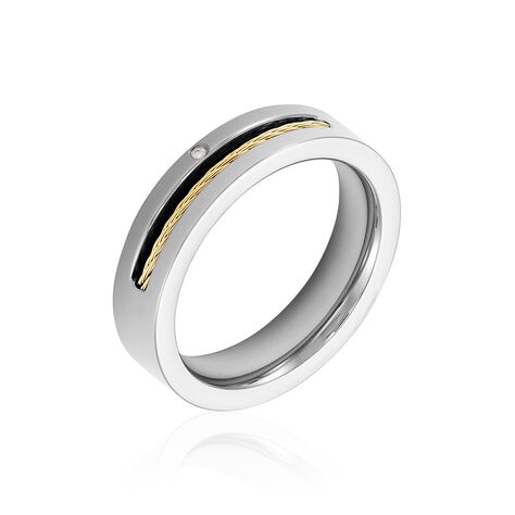 Bague Acier Blanc Stelios Diamant - Bagues avec pierre Homme | Histoire d’Or