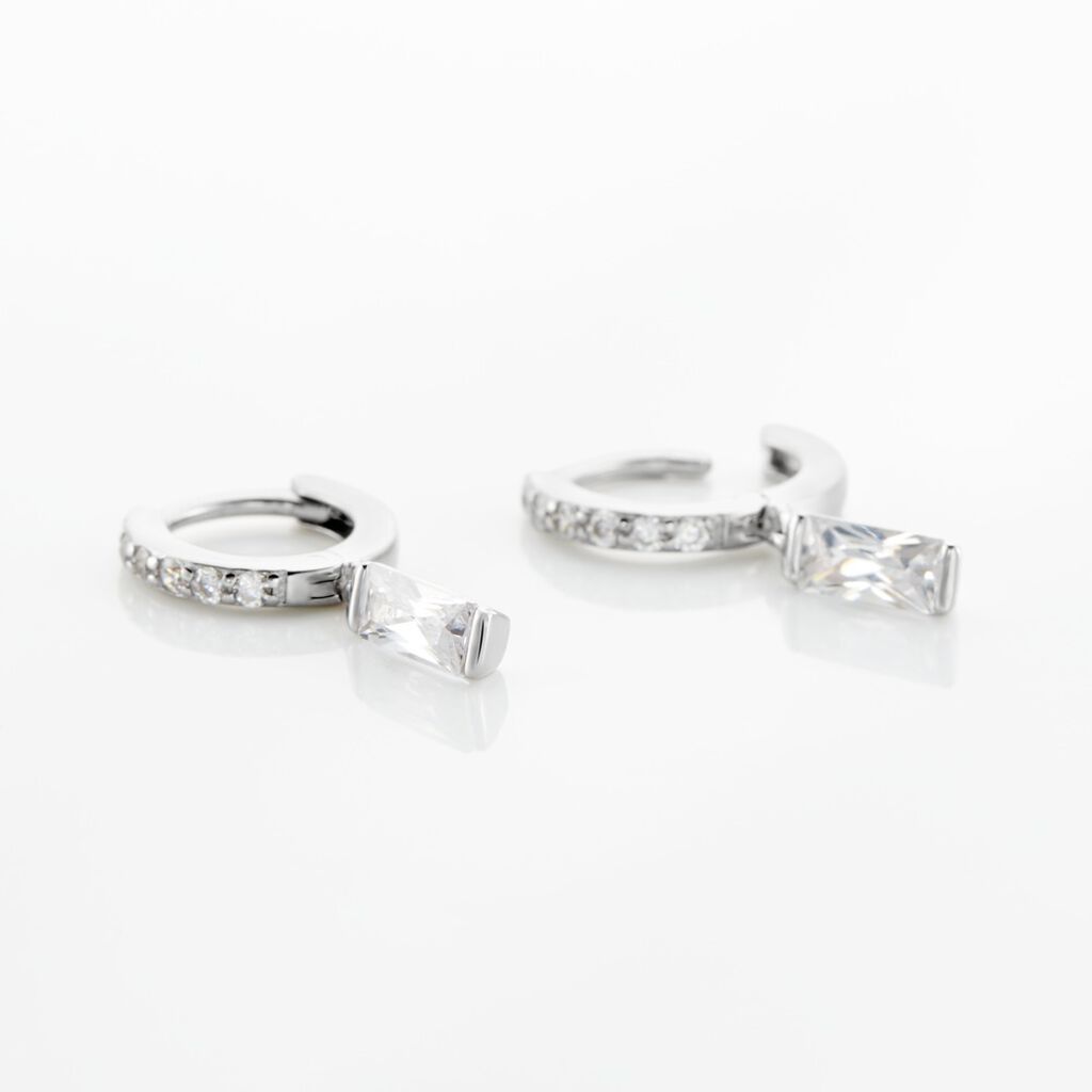 Cr&eacute;oles Argent Blanc Irenion Oxydes De Zirconium - Boucles d'oreilles cr&eacute;oles Femme | Histoire d&rsquo;Or