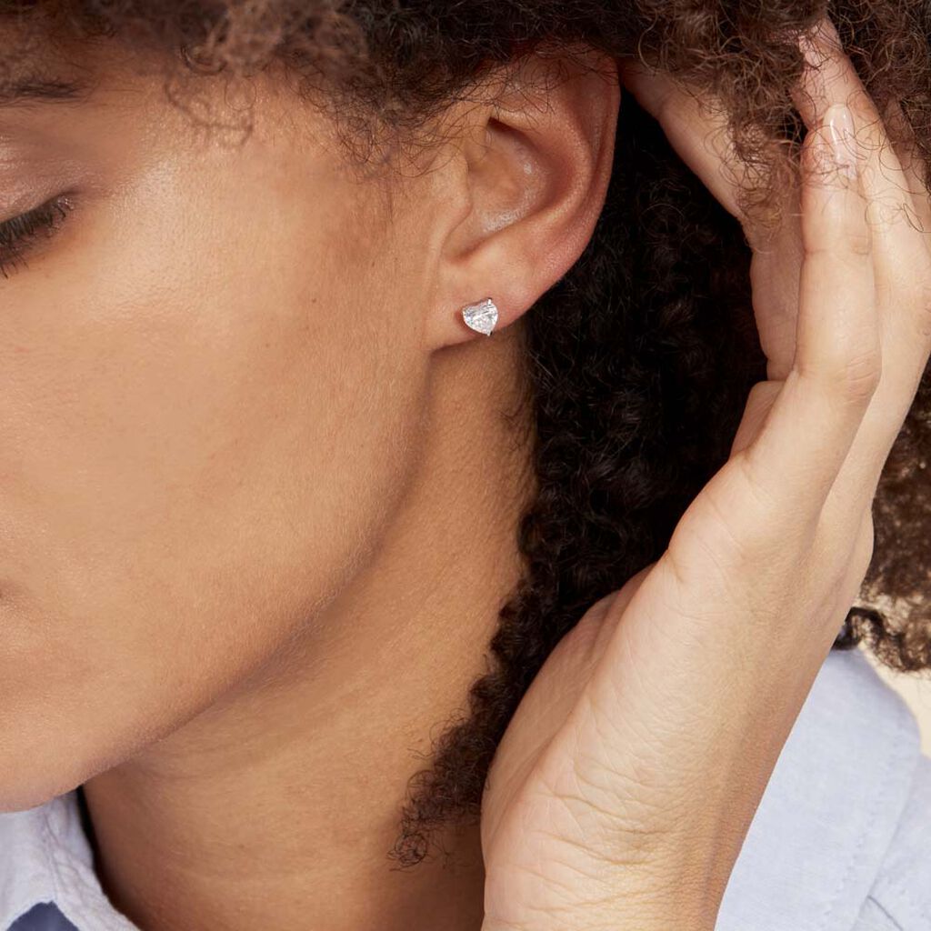 Boucles D'oreilles Puces Argent Blanc Schull Oxydes De Zirconium - Boucles d'oreilles fantaisie Femme | Histoire d’Or