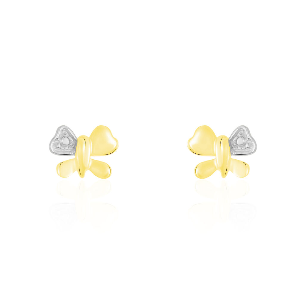 Boucles D'oreilles Puces Bartholomee Papillon Or Jaune - Clous d'oreilles Femme | Histoire d’Or