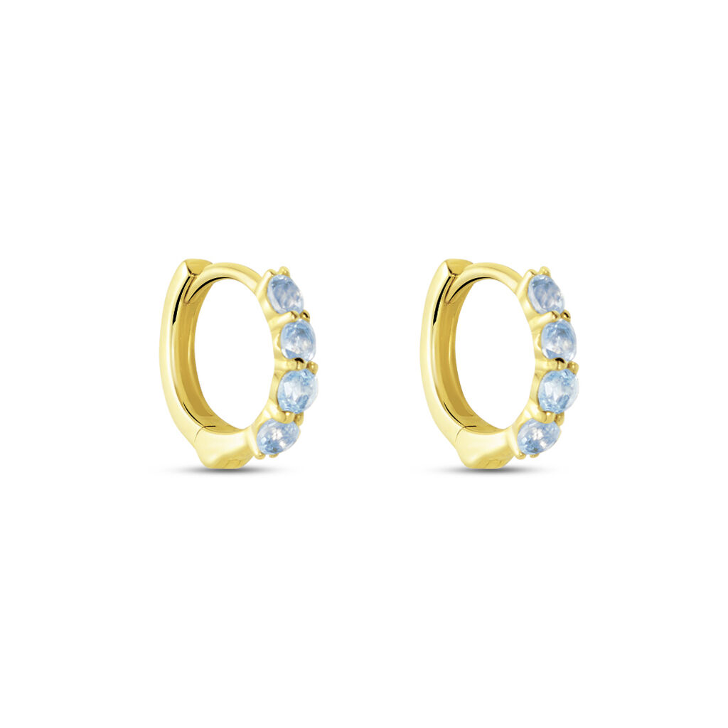 Cr&eacute;oles Leatrice Or Jaune Topaze Bleu Sky - Boucles d'oreilles cr&eacute;oles Femme | Histoire d&rsquo;Or