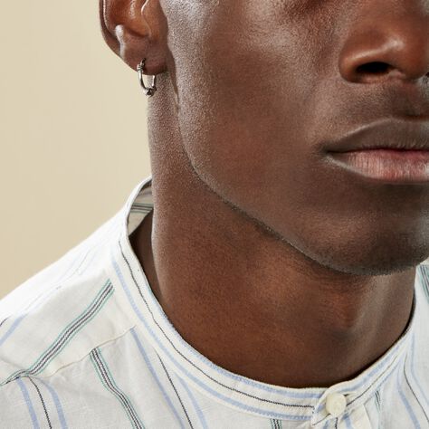 Créole Unitaire Ian Argent Blanc - Boucles d'oreilles créoles Homme | Histoire d’Or