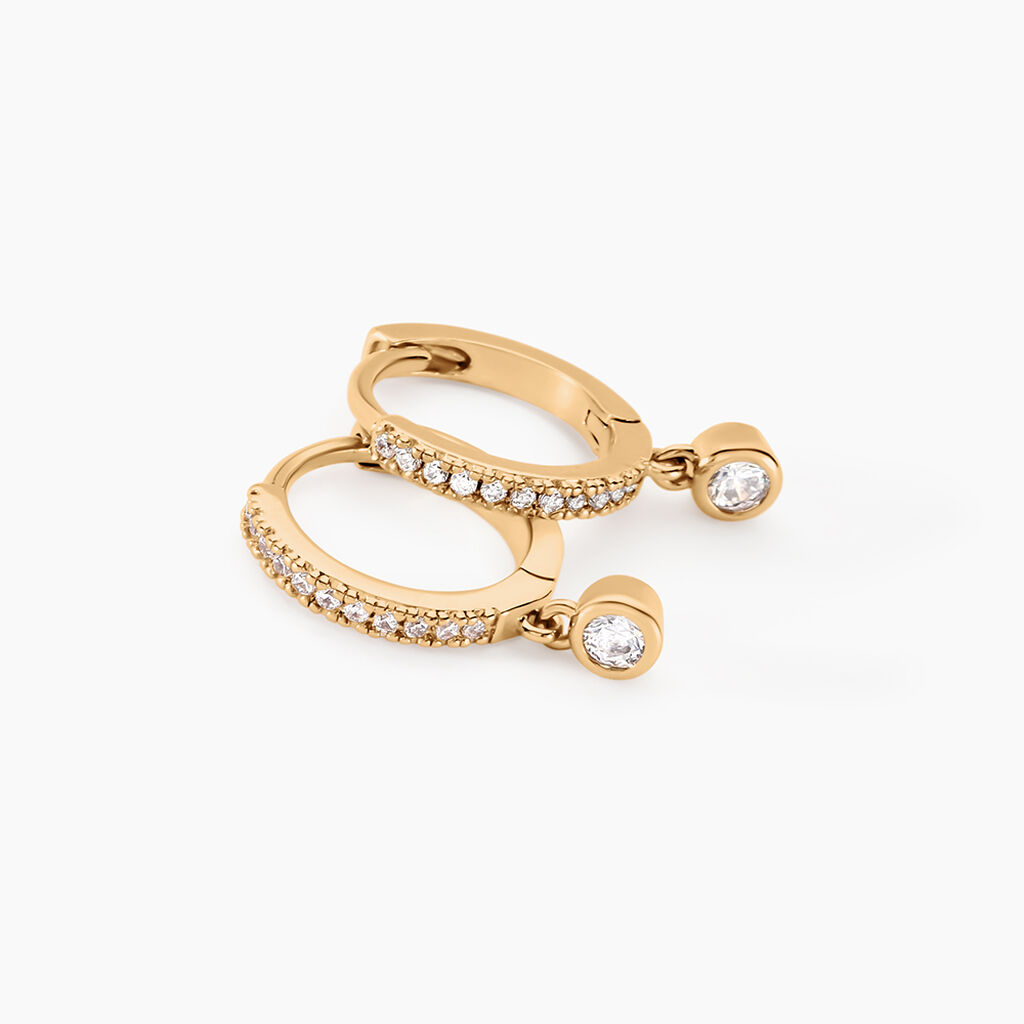 Creoles Dili Plaqu&eacute; Or Oxydes De Zirconium - Boucles d'oreilles cr&eacute;oles Femme | Histoire d&rsquo;Or