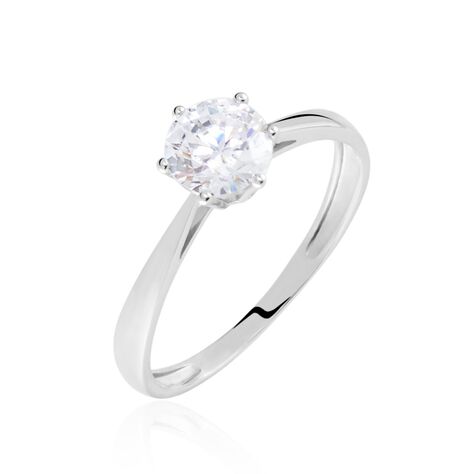 Solitaire Or Blanc Laurian Oxyde De Zirconium Blanc - Bagues solitaires Femme | Histoire d’Or