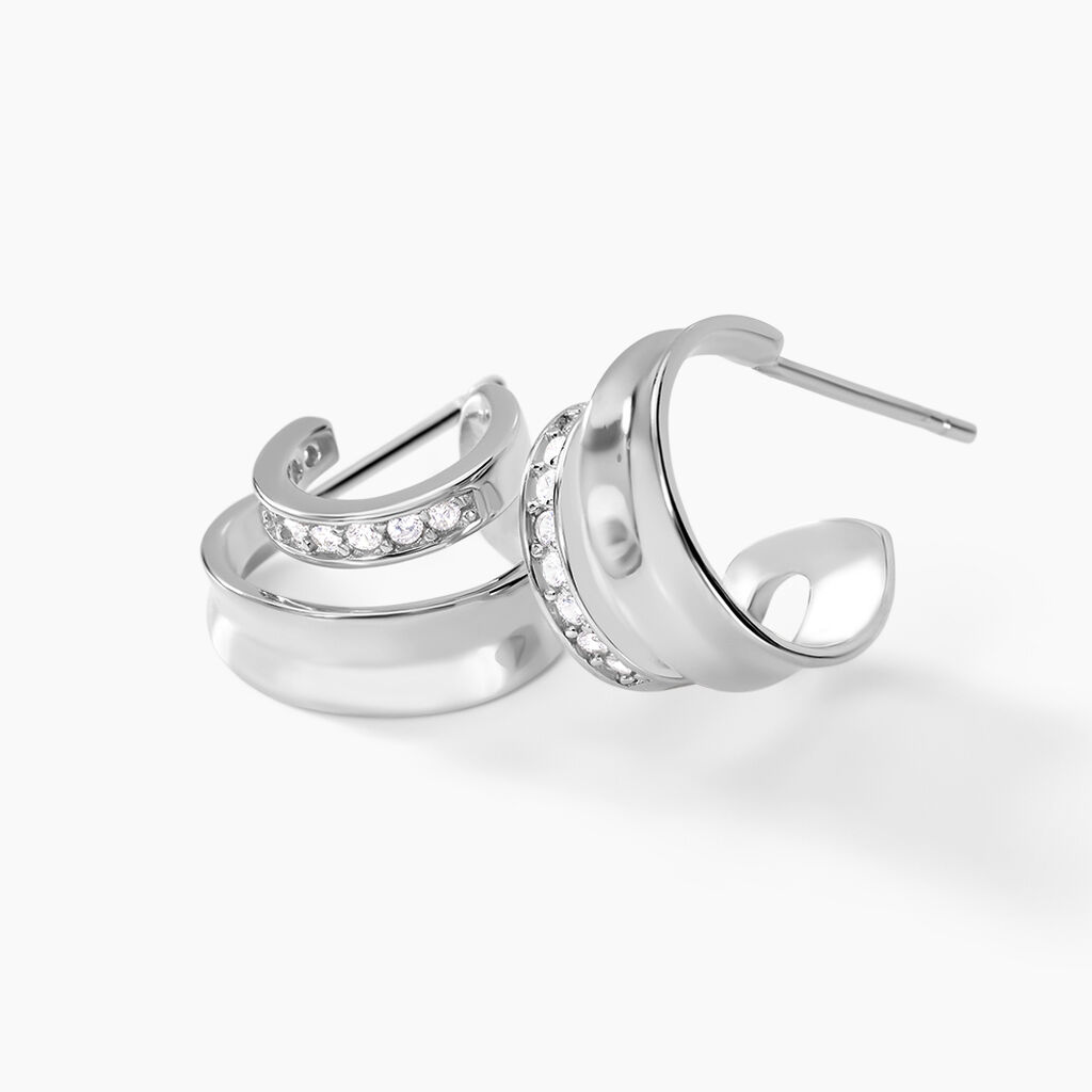 Créoles Soleïa Argent Blanc Oxyde De Zirconium - Boucles d'oreilles créoles Femme | Histoire d’Or