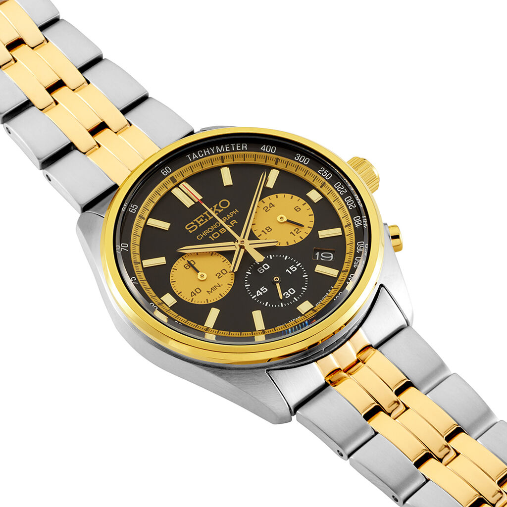 Montre Seiko Sport Bicolore Dor&eacute; / Noir - Montres Homme | Histoire d&rsquo;Or
