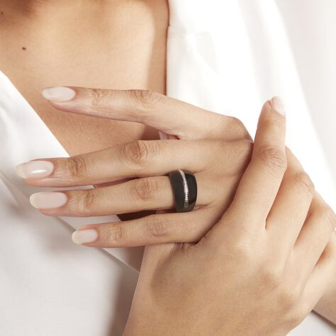 Bague Ceramik Design Argent Blanc Oxyde De Zirconium Et Céramique - Bagues avec pierre Femme | Histoire d’Or