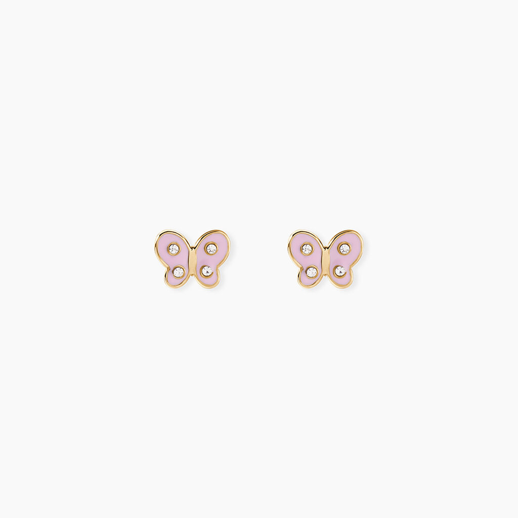 Boucles D'Oreilles Puces Pierrine Or Jaune Oxyde De Zirconium - Boucles d'oreilles 18 carats Femme | Histoire d&rsquo;Or
