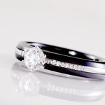 Bague Solitaire Ceramik Design Argent  Oxyde De Zirconium Et C&eacute;ramique - Bagues solitaires Femme | Histoire d&rsquo;Or
