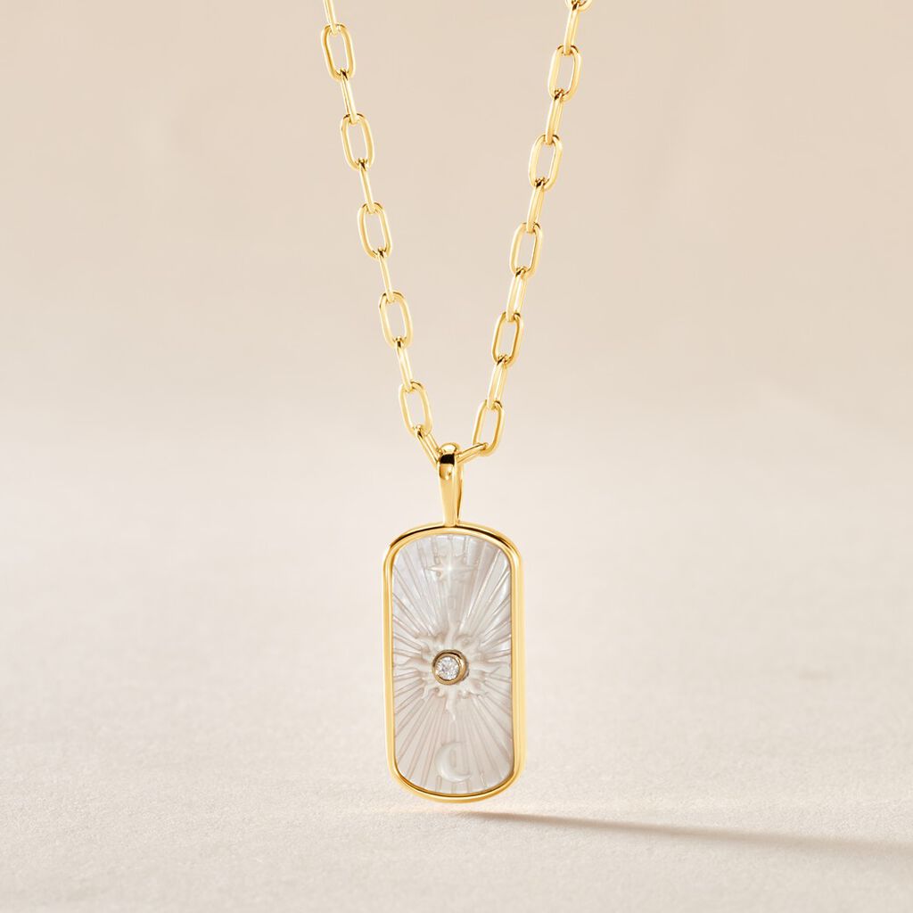 Collier Goddess Argent Doré Nacre Oxyde De Zirconium - Colliers fantaisie Femme | Histoire d’Or