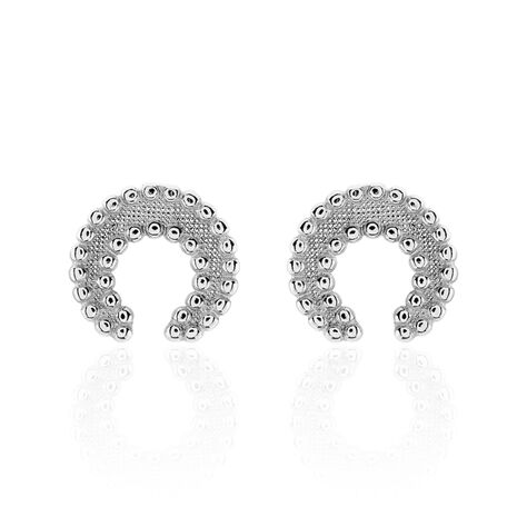 Boucles D'oreilles Puces Vaea Argent Blanc - Boucles d'oreilles fantaisie Femme | Histoire d’Or