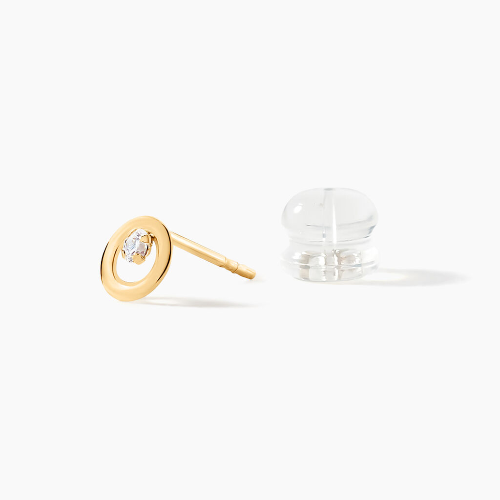 Boucles D'oreilles Puces Edmee Cercle Or Jaune Oxyde De Zirconium - Clous d'oreilles Femme | Histoire d’Or