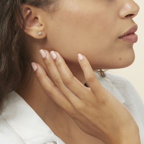 Boucles D'oreilles Puces Charlyne Argent Blanc Oxyde De Zirconium - Boucles d'oreilles fantaisie Femme | Histoire d’Or