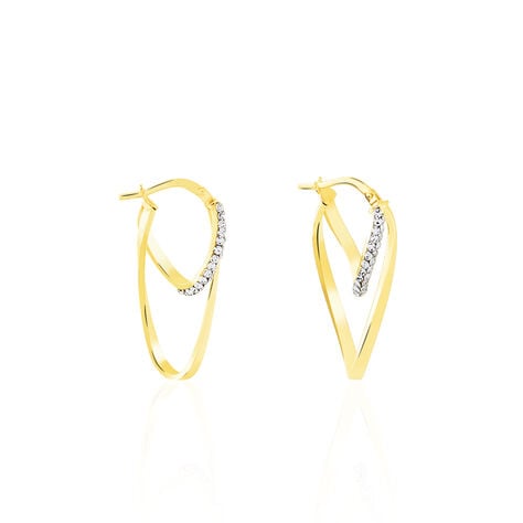 Cr&eacute;oles Luna Or Jaune Strass - Boucles d'oreilles cr&eacute;oles Femme | Histoire d&rsquo;Or