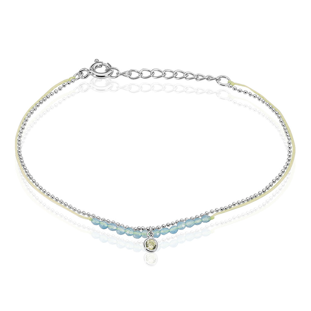Bracelet Rafaela Argent Blanc Agate Et Oxyde De Zirconium - Bracelets cordon Femme | Histoire d’Or
