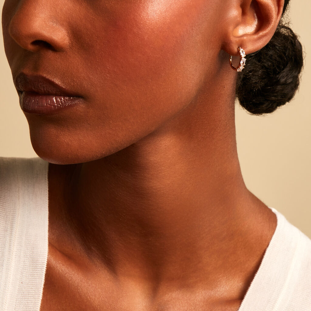 Cr&eacute;oles Cassi Plaqu&eacute; Or Jaune Oxyde De Zirconium - Boucles d'oreilles cr&eacute;oles Femme | Histoire d&rsquo;Or