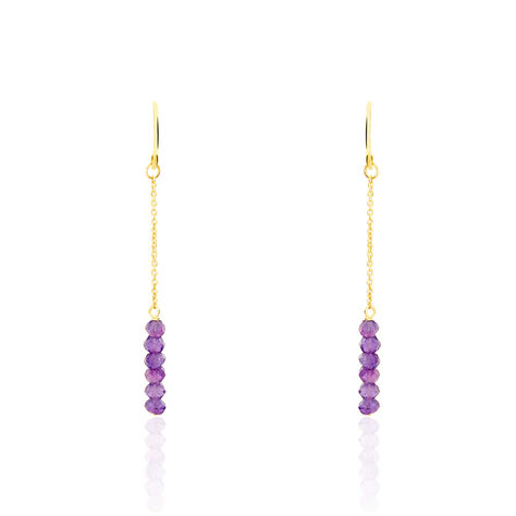 Boucles D'oreilles Pendantes Or Jaune Amethyste - Boucles d'oreilles pendantes Femme | Histoire d’Or