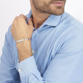 Bracelet Identité Vivian Maille Alternee 1/3 Argent Blanc - Gourmettes Homme | Histoire d’Or