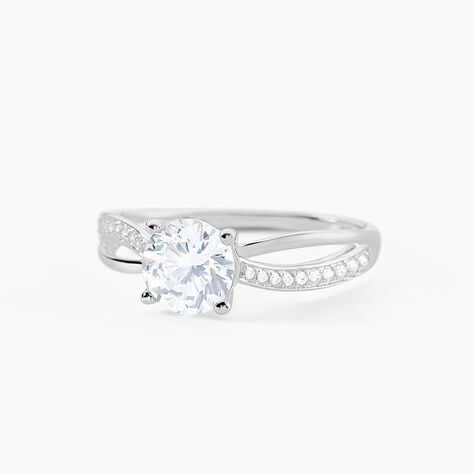 Bague Or Blanc Ofelie Solitaire Oxyde - Bagues solitaires Femme | Histoire d&rsquo;Or
