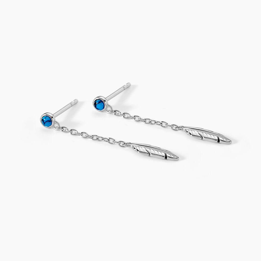 Boucles D'oreilles Pendantes Lottie Argent Blanc Turquoise - Boucles d'oreilles fantaisie Femme | Histoire d&rsquo;Or