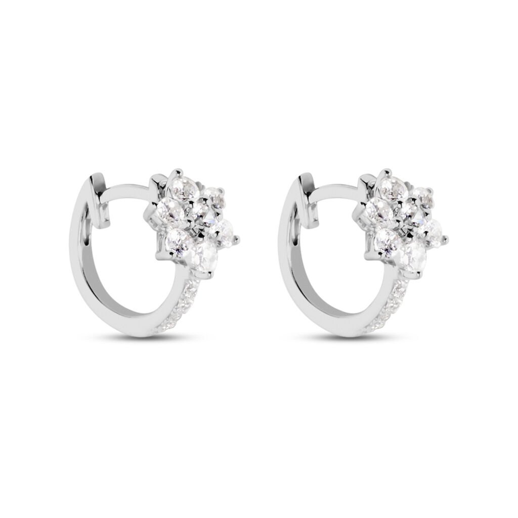 Créoles Argent Blanc Sanz Oxyde De Zirconium - Boucles d'oreilles créoles Femme | Histoire d’Or