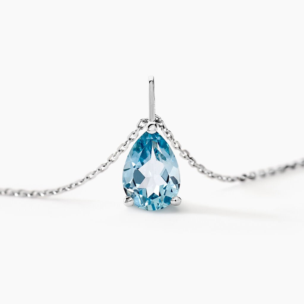 Collier Goutte Or Blanc Topaze - Colliers Femme | Histoire d’Or