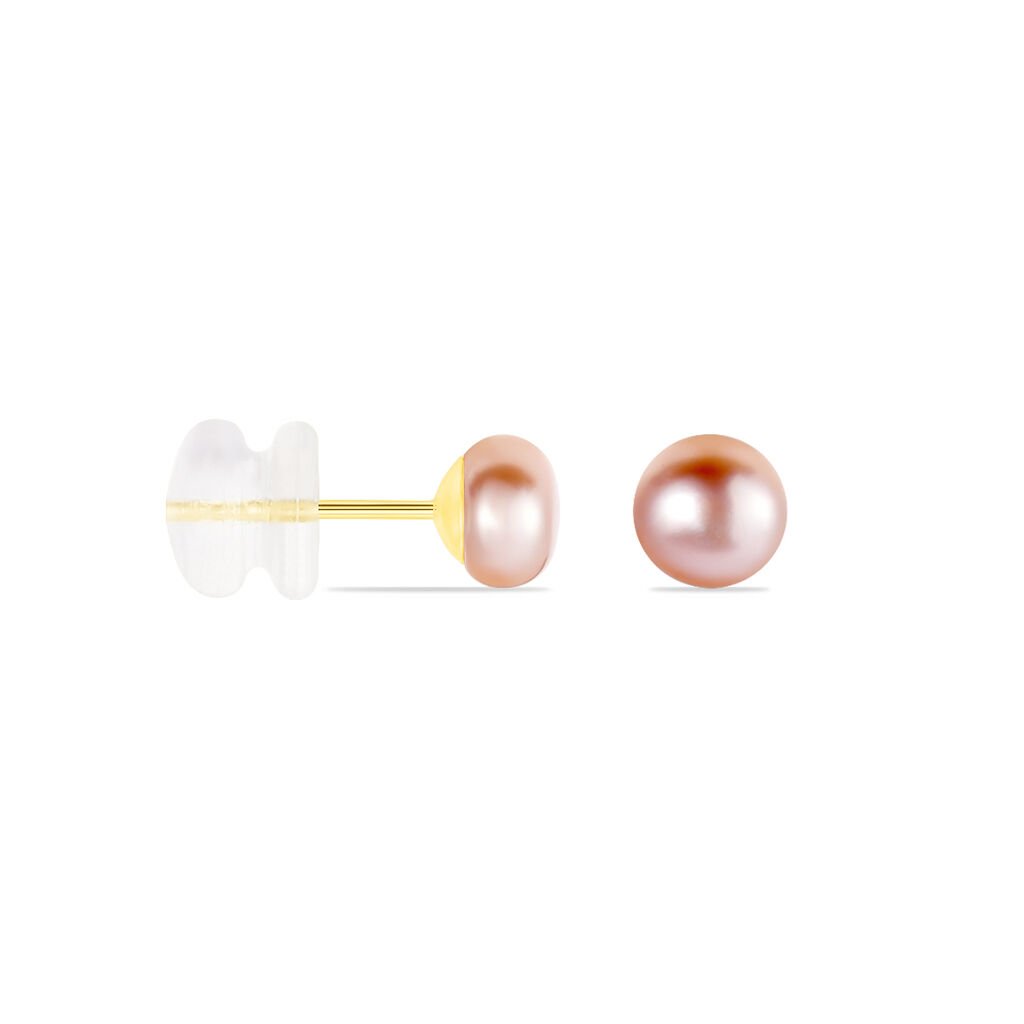 Boucles D'oreilles Puces Ursulina Or Jaune Perle De Culture - Clous d'oreilles Femme | Histoire d’Or