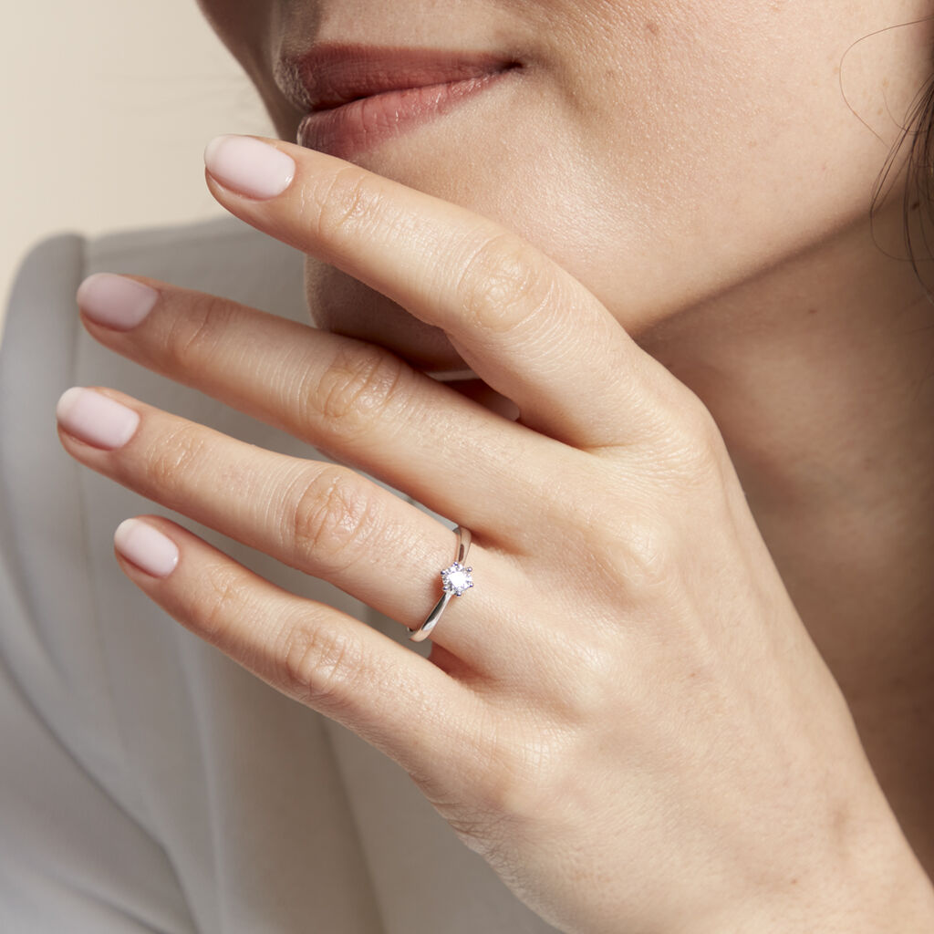 Bague Solitaire Athena Or Blanc Diamant - Bagues solitaires Femme | Histoire d’Or