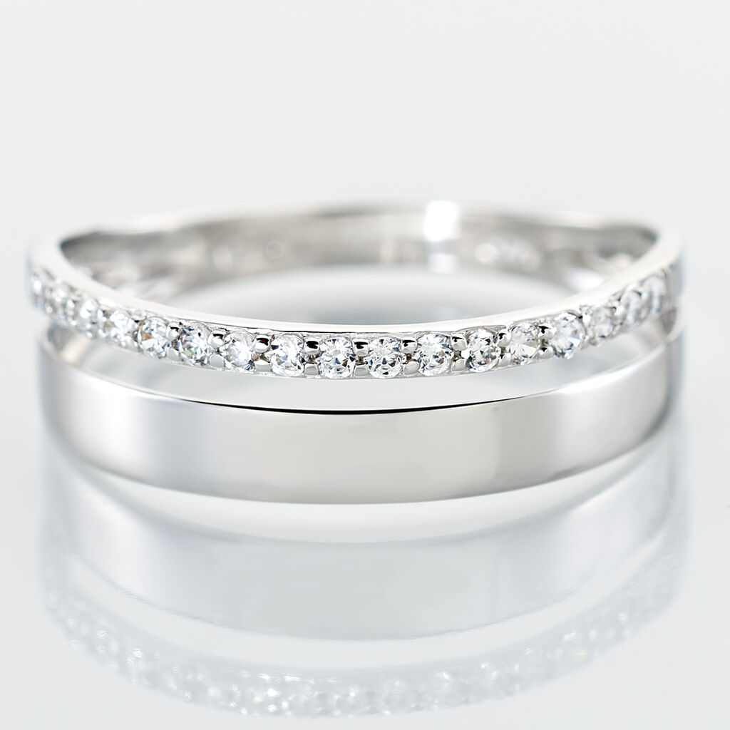 Bague Or Blanc Katiana Oxydes De Zirconium - Bagues avec pierre Femme | Histoire d&rsquo;Or