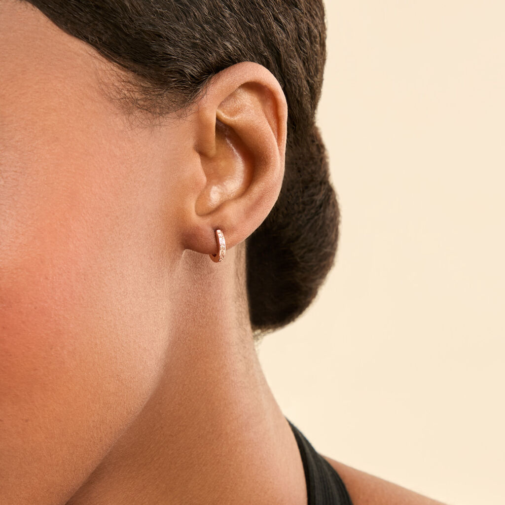 Cr&eacute;oles Rio Argent Rose Oxyde De Zirconium - Boucles d'oreilles empierr&eacute;es Femme | Histoire d&rsquo;Or