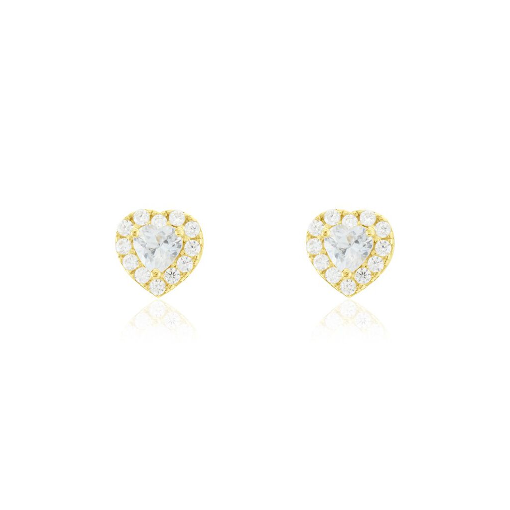 Boucles D'oreilles Puces Or Jaune Festuca Oxydes De Zirconium - Clous d'oreilles Femme | Histoire d’Or